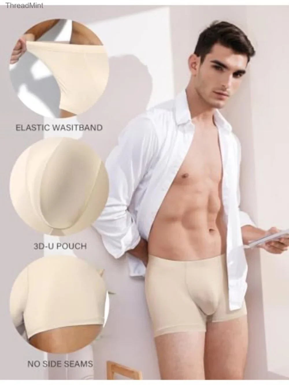 Men's Seamless Low Rise Trunks Polyamide Spandex Underwear